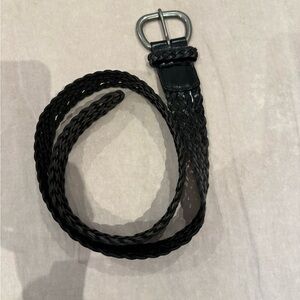 Banana Republic Black Braided Leather Belt with Silver Buckle